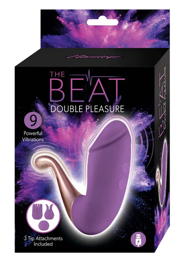 The Beat Double Pleasure Purple – Rechargeable Dual-Ended Silicone Vibrator with Interchangeable Tips