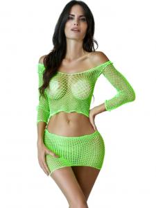 2PC BRALETTE & GARTERED BODYSTOCKING - GREEN