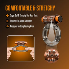 Stay Hard Vibrating Cock Ring Set with Sleeve – Rechargeable Textured Sleeve Ring Kit