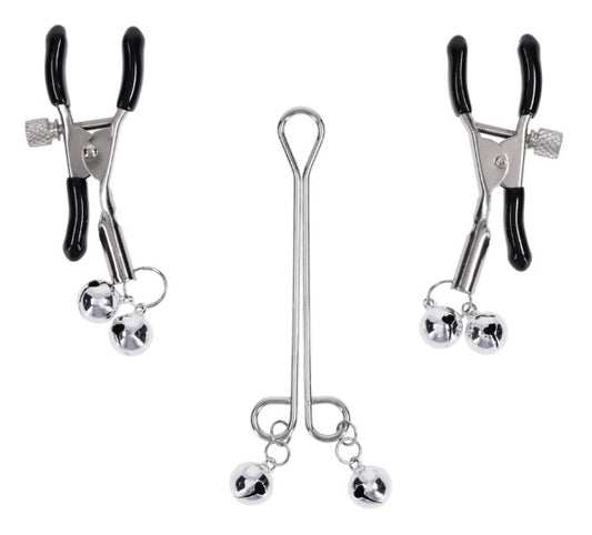 Shadow Bell Nipple and Clit Jewelry Silver