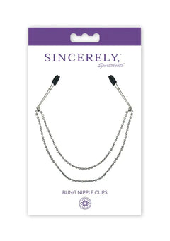 Sincerely Bling Nipple Clips – Adjustable Rhinestone Nipple Clamps with 20-Inch Chains