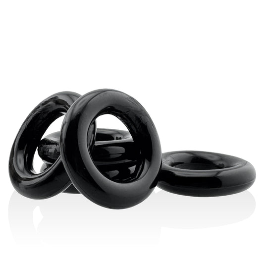 Jacker 5-Stack Five-Pack Tube Super-Strong Cockrings Black