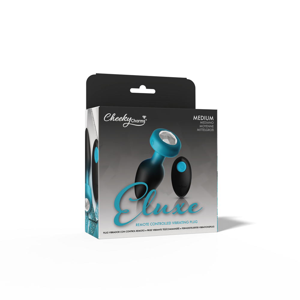 Eluxe Vibrating Clr Gem Bluombre Plug Md With Remote
