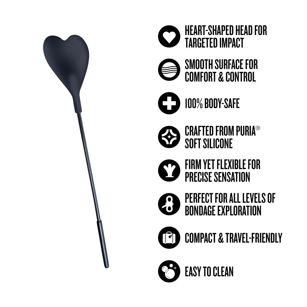 Temptasia Ardor Heart Crop Black – Silicone Heart Bondage Crop