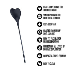 Temptasia Ardor Heart Crop Black – Silicone Heart Bondage Crop