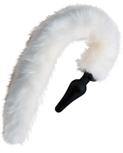 TAILZ White Fox Tail & Ears Set – Silicone Tail Plug with Faux Fur Fox Ears