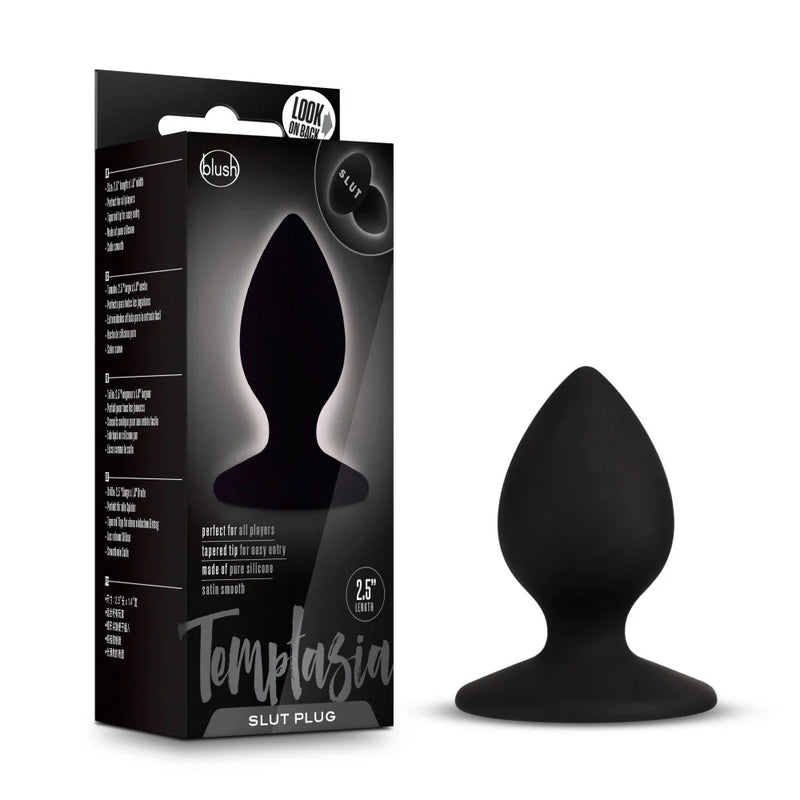 Temptasia Slut Plug – Black Silicone Anal Plug with Suction Cup Base