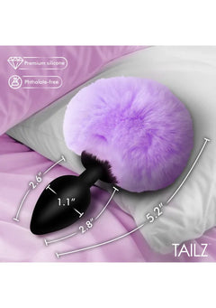 TAILZ Fluffy Bunny Tail Silicone Plug Purple – Faux Fur Bunny Tail Anal Plug