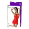 RHINESTONE STRAPLESS DRESS RED